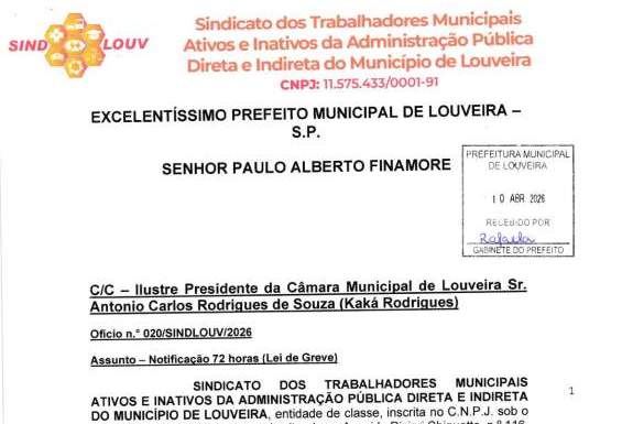 Alerta em Louveira: servidores podem entrar em greve geral a partir de 23 de abril