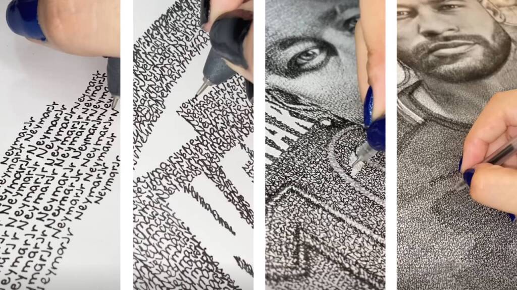 Artista de Jundiaí faz desenhos de famosos apenas com palavras