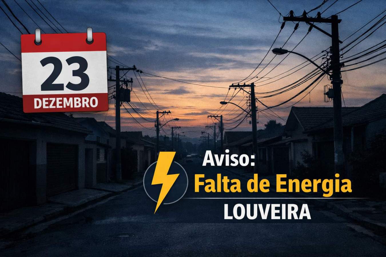 Vai faltar energia em Louveira na antevéspera de Natal